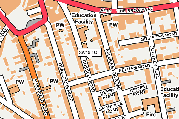 SW19 1QL map - OS OpenMap – Local (Ordnance Survey)