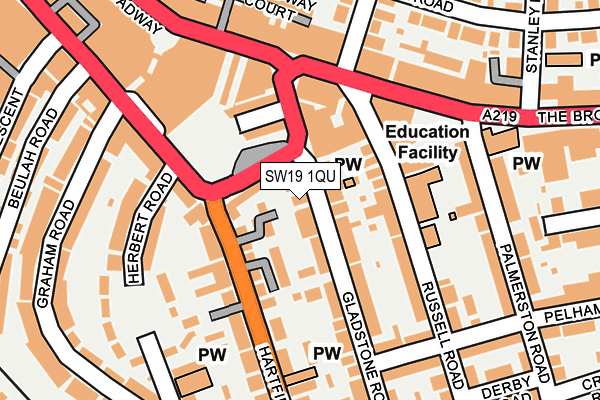 SW19 1QU map - OS OpenMap – Local (Ordnance Survey)