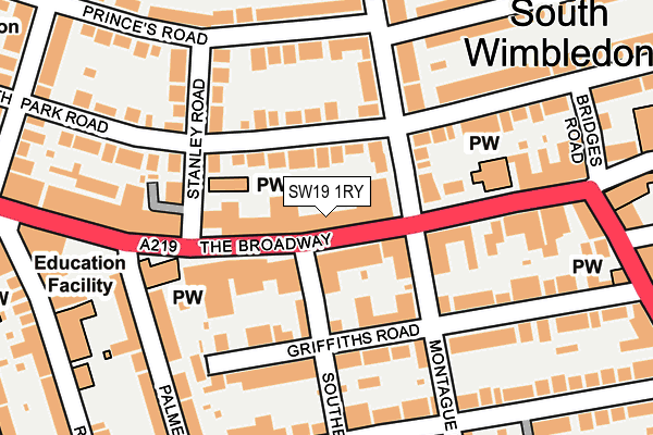 SW19 1RY map - OS OpenMap – Local (Ordnance Survey)