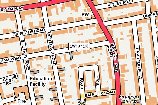 SW19 1SX map - OS OpenMap – Local (Ordnance Survey)