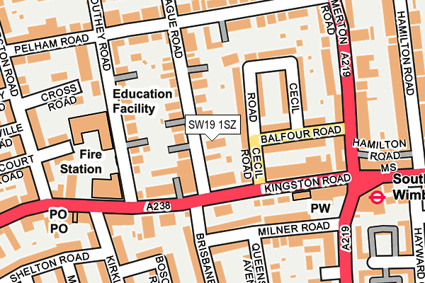 SW19 1SZ map - OS OpenMap – Local (Ordnance Survey)