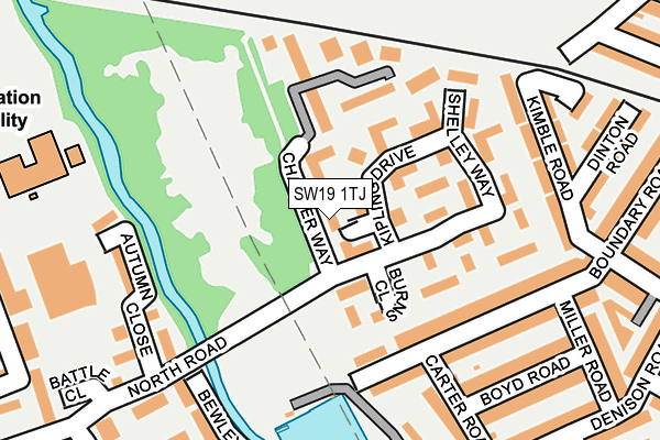 SW19 1TJ map - OS OpenMap – Local (Ordnance Survey)