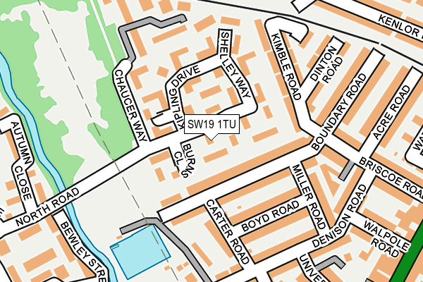 SW19 1TU map - OS OpenMap – Local (Ordnance Survey)