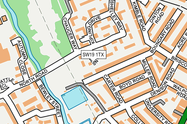 SW19 1TX map - OS OpenMap – Local (Ordnance Survey)