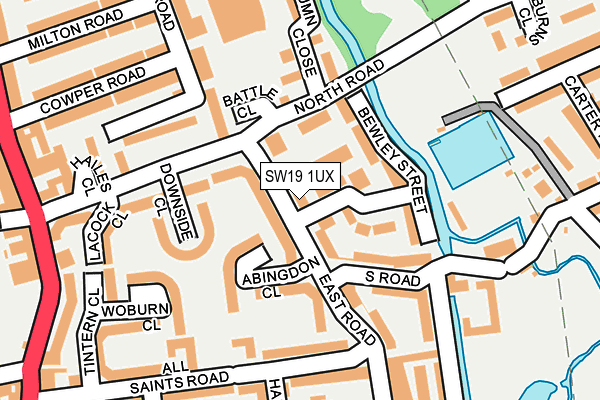 SW19 1UX map - OS OpenMap – Local (Ordnance Survey)