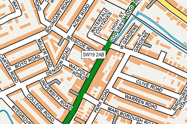 SW19 2AB map - OS OpenMap – Local (Ordnance Survey)