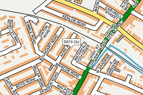 SW19 2AJ map - OS OpenMap – Local (Ordnance Survey)
