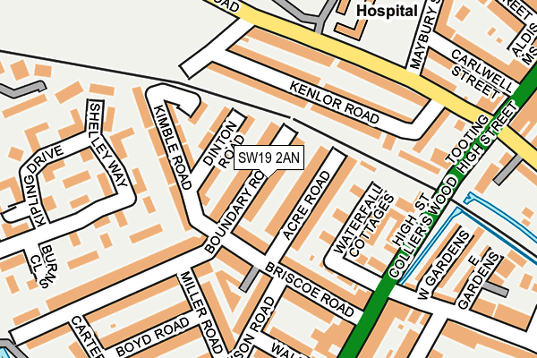 SW19 2AN map - OS OpenMap – Local (Ordnance Survey)