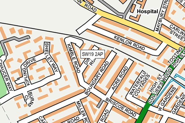 SW19 2AP map - OS OpenMap – Local (Ordnance Survey)