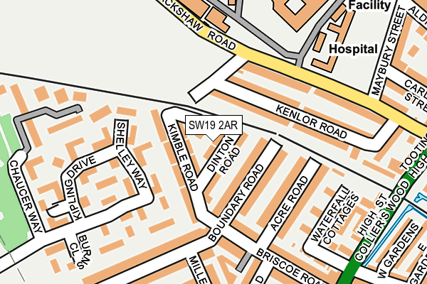 SW19 2AR map - OS OpenMap – Local (Ordnance Survey)