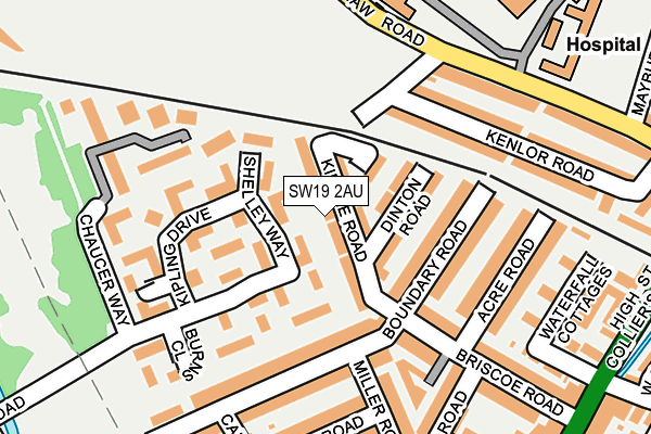SW19 2AU map - OS OpenMap – Local (Ordnance Survey)