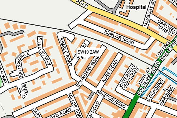 SW19 2AW map - OS OpenMap – Local (Ordnance Survey)