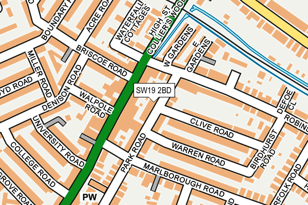 SW19 2BD map - OS OpenMap – Local (Ordnance Survey)