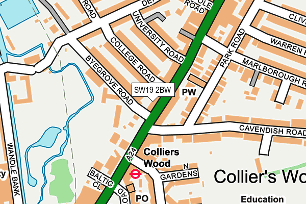 SW19 2BW map - OS OpenMap – Local (Ordnance Survey)