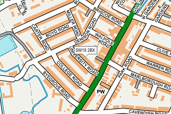 SW19 2BX map - OS OpenMap – Local (Ordnance Survey)