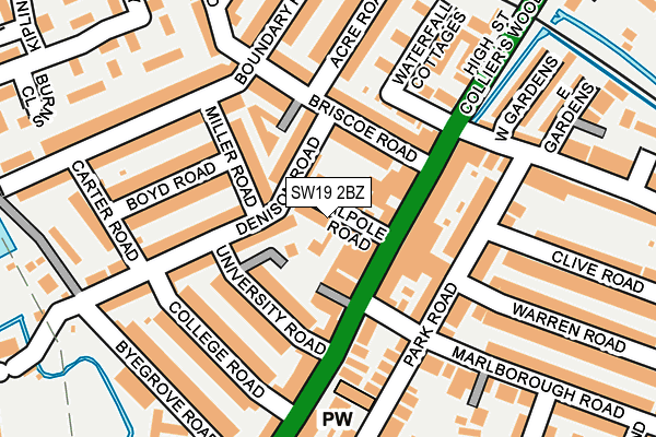 SW19 2BZ map - OS OpenMap – Local (Ordnance Survey)