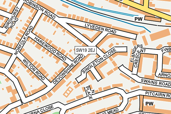 SW19 2EJ map - OS OpenMap – Local (Ordnance Survey)