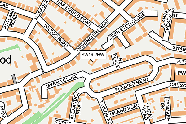 SW19 2HW map - OS OpenMap – Local (Ordnance Survey)