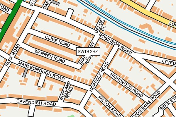 SW19 2HZ map - OS OpenMap – Local (Ordnance Survey)