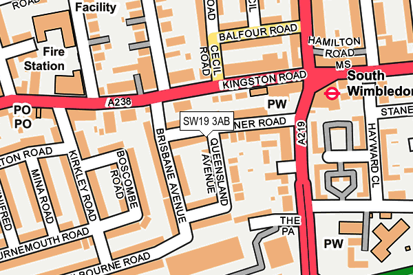 SW19 3AB map - OS OpenMap – Local (Ordnance Survey)