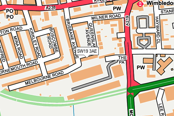 SW19 3AE map - OS OpenMap – Local (Ordnance Survey)