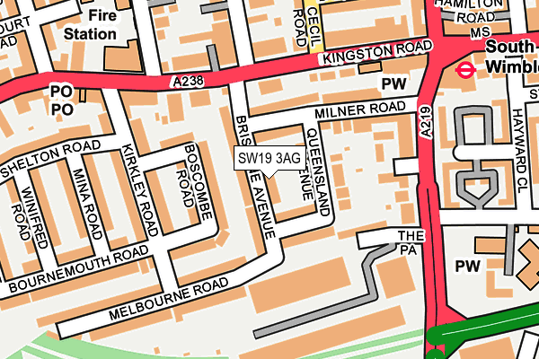 SW19 3AG map - OS OpenMap – Local (Ordnance Survey)
