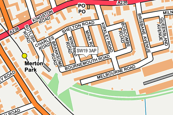 SW19 3AP map - OS OpenMap – Local (Ordnance Survey)
