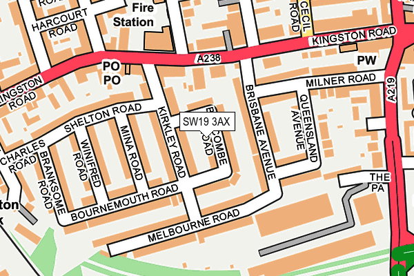 SW19 3AX map - OS OpenMap – Local (Ordnance Survey)
