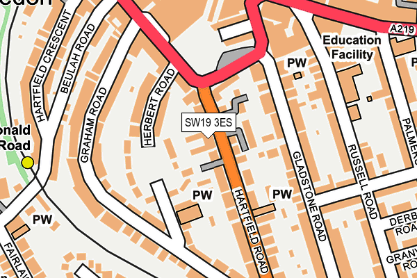 SW19 3ES map - OS OpenMap – Local (Ordnance Survey)
