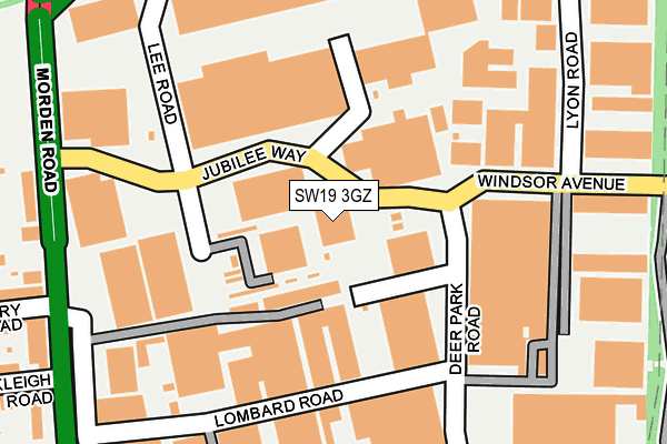 SW19 3GZ map - OS OpenMap – Local (Ordnance Survey)