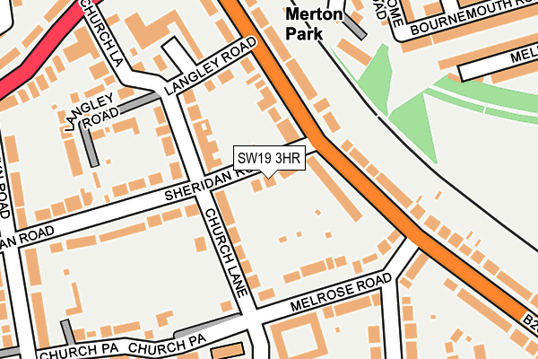SW19 3HR map - OS OpenMap – Local (Ordnance Survey)