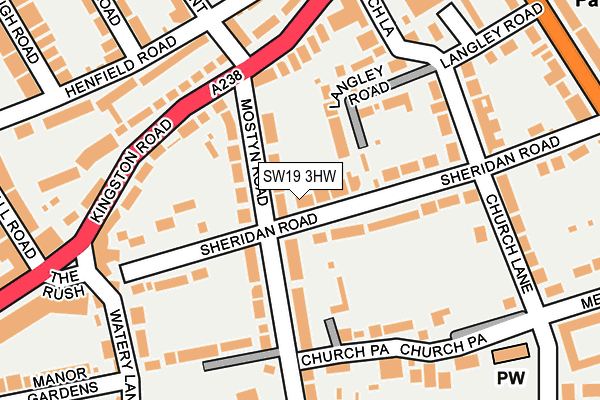 SW19 3HW map - OS OpenMap – Local (Ordnance Survey)
