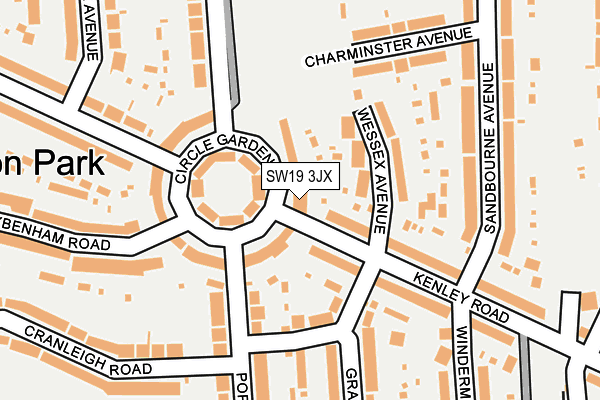 SW19 3JX map - OS OpenMap – Local (Ordnance Survey)
