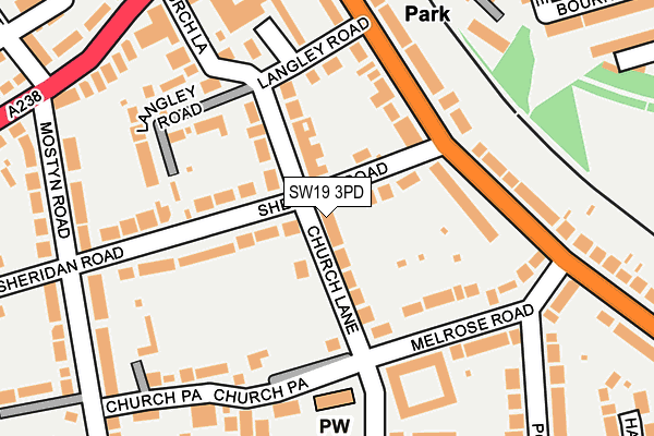 SW19 3PD map - OS OpenMap – Local (Ordnance Survey)