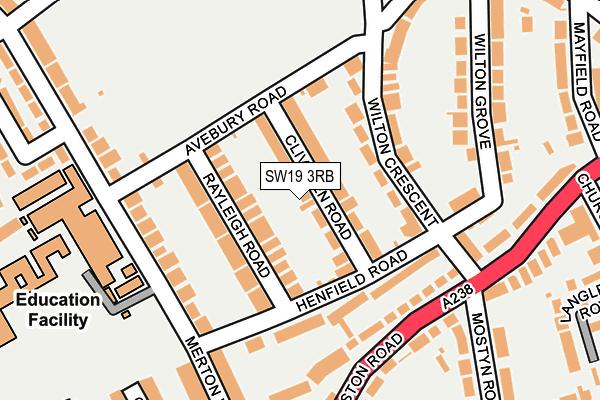 SW19 3RB map - OS OpenMap – Local (Ordnance Survey)