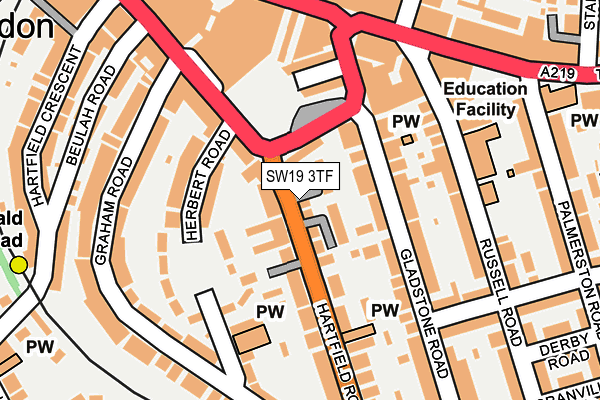 SW19 3TF map - OS OpenMap – Local (Ordnance Survey)