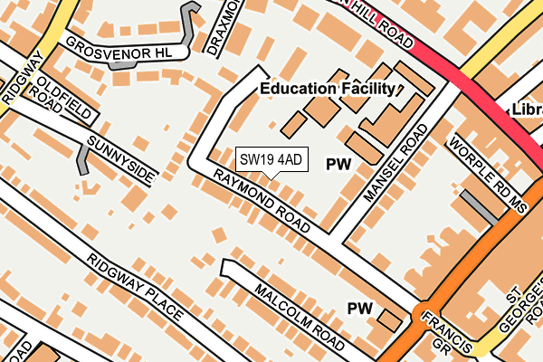 SW19 4AD map - OS OpenMap – Local (Ordnance Survey)