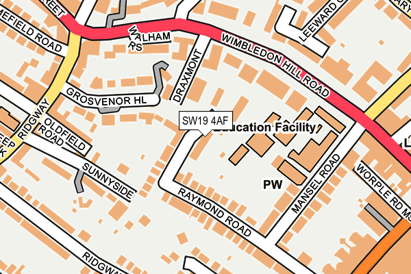 SW19 4AF map - OS OpenMap – Local (Ordnance Survey)