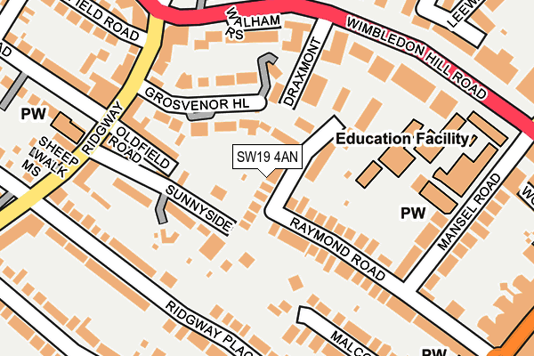 SW19 4AN map - OS OpenMap – Local (Ordnance Survey)