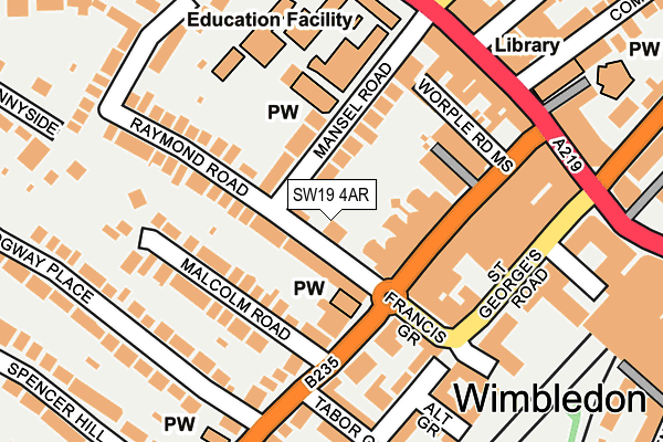 SW19 4AR map - OS OpenMap – Local (Ordnance Survey)
