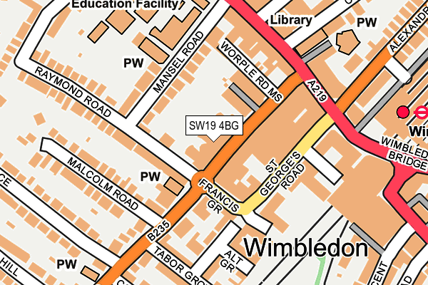 SW19 4BG map - OS OpenMap – Local (Ordnance Survey)