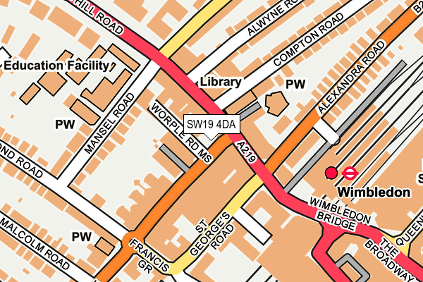 SW19 4DA map - OS OpenMap – Local (Ordnance Survey)