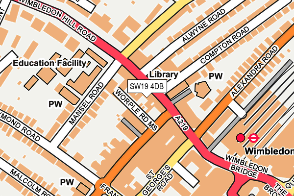 SW19 4DB map - OS OpenMap – Local (Ordnance Survey)