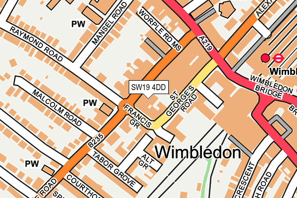 SW19 4DD map - OS OpenMap – Local (Ordnance Survey)