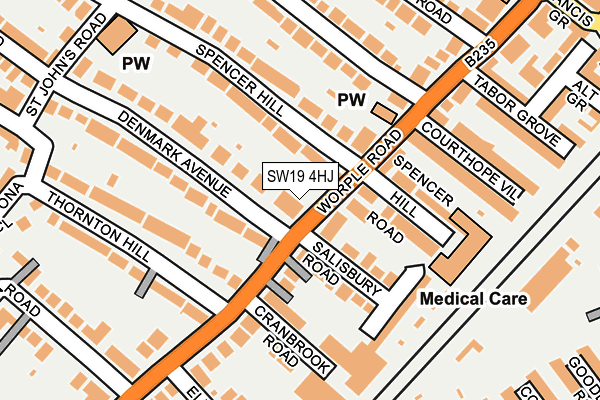 SW19 4HJ map - OS OpenMap – Local (Ordnance Survey)
