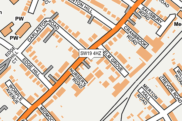 SW19 4HZ map - OS OpenMap – Local (Ordnance Survey)