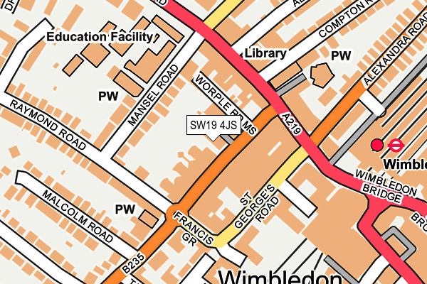 SW19 4JS map - OS OpenMap – Local (Ordnance Survey)