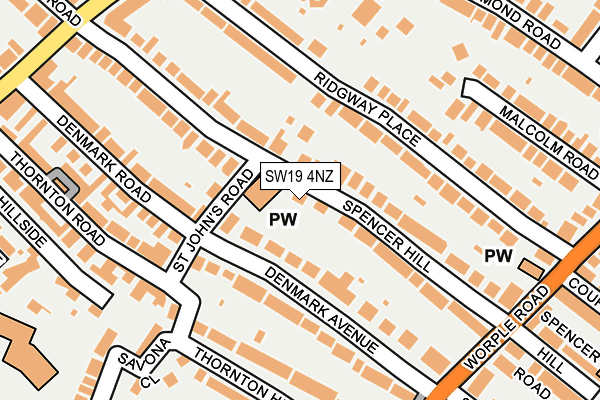 SW19 4NZ map - OS OpenMap – Local (Ordnance Survey)