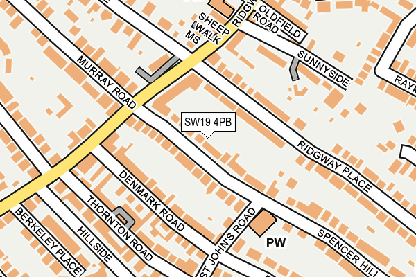 SW19 4PB map - OS OpenMap – Local (Ordnance Survey)