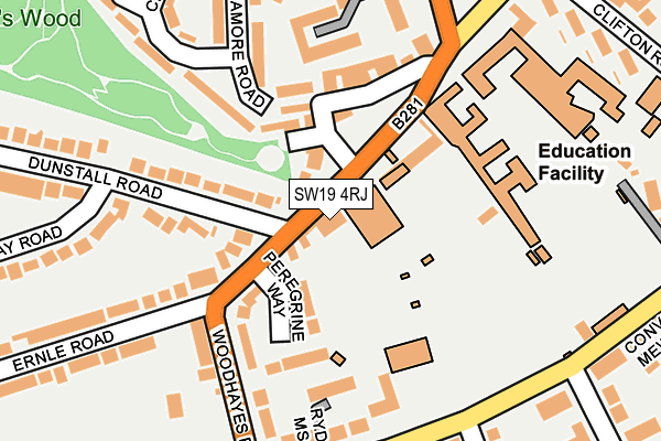 SW19 4RJ map - OS OpenMap – Local (Ordnance Survey)